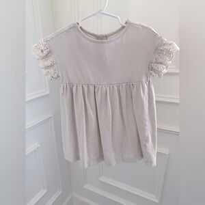 Cream Lace Sleeve peplum top